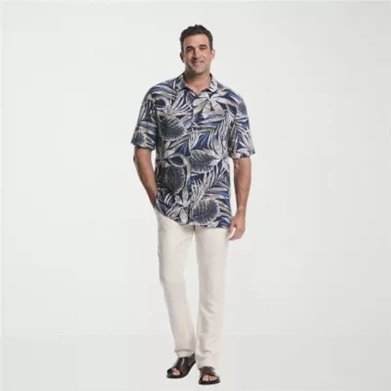 Cubavera Mens Short Sleeve Regular Fit Big and Tall Button-Down Shirt