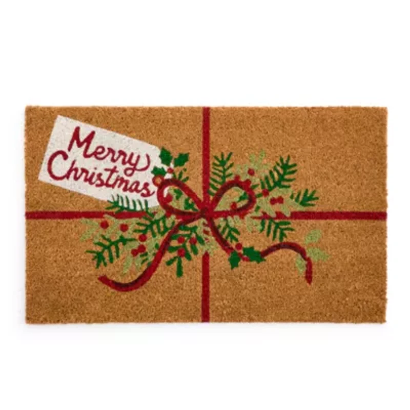 North Pole Trading Co. Red And Green Merry Christmas Indoor Outdoor Rectangular Doormat