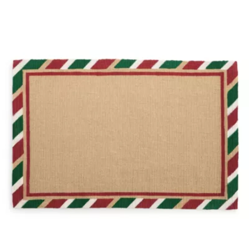 North Pole Trading Co. Red And Green Merry Christmas Indoor Outdoor Rectangular Doormat
