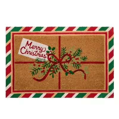 North Pole Trading Co. Red And Green Merry Christmas Indoor Outdoor Rectangular Doormat