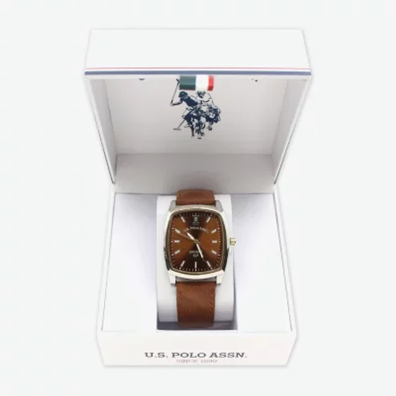 U.S. Polo Assn. Mens Brown Watch Boxed Set Usc50566jc