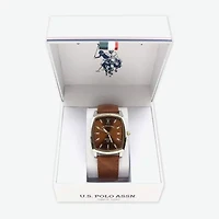 U.S. Polo Assn. Mens Brown Watch Boxed Set Usc50566jc