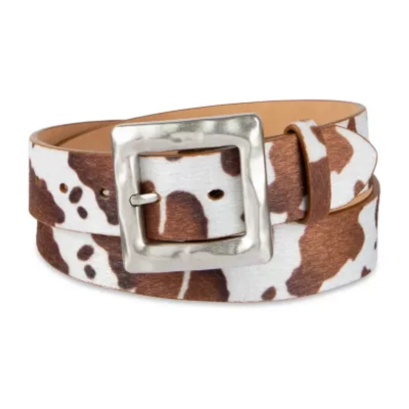 JS Jessica Simpson Hammered Cow Print 1 Pair Womens Belt