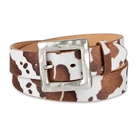 JS Jessica Simpson Hammered Cow Print 1 Pair Womens Belt