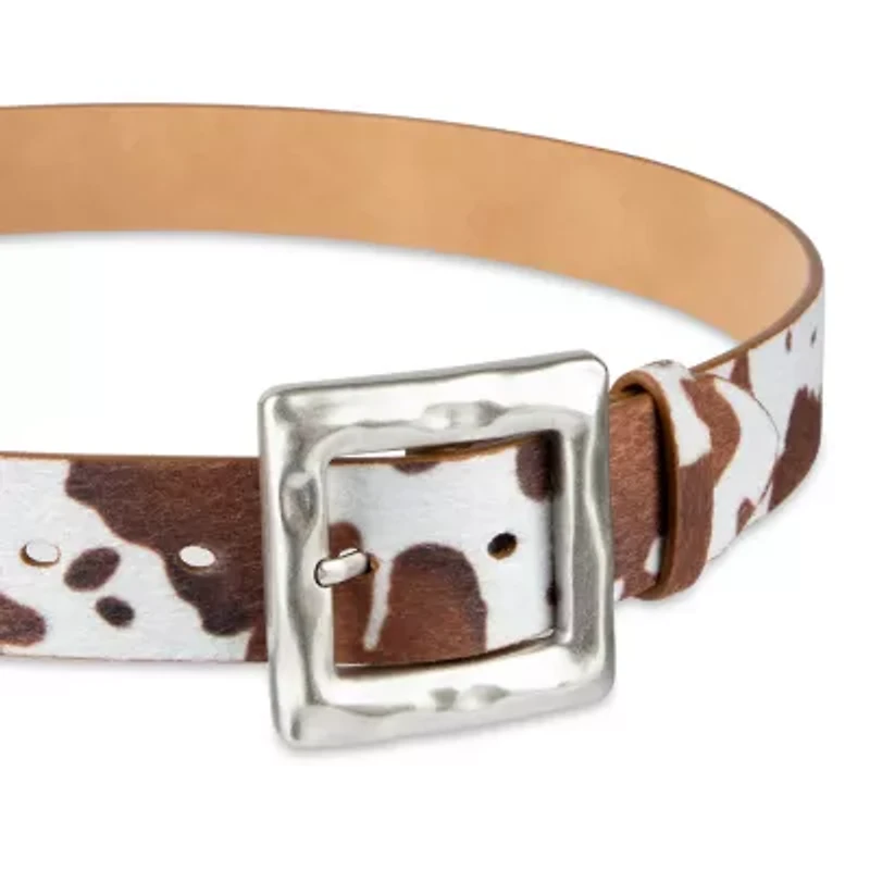 JS Jessica Simpson Hammered Cow Print 1 Pair Womens Belt