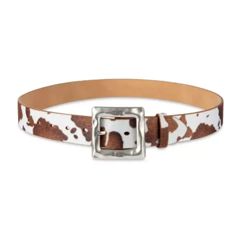 JS Jessica Simpson Hammered Cow Print 1 Pair Womens Belt