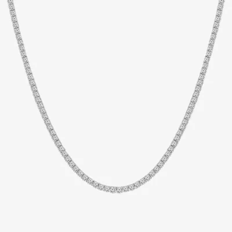 (F / Si2) Womens White Diamond 10K Gold 18 Inch Tennis Necklace