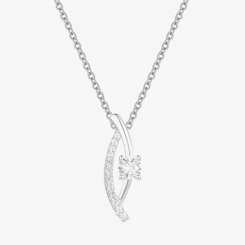 (G-H / Vs2-Si1) Womens 1/3 CT. T.W. Lab Grown White Diamond 10K White Gold 18 Inch Pendant Necklace