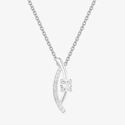 (G-H / Vs2-Si1) Womens 1/3 CT. T.W. Lab Grown White Diamond 10K White Gold 18 Inch Pendant Necklace