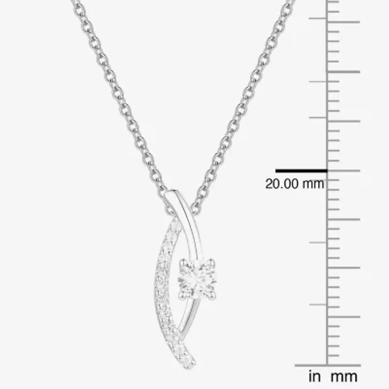(G-H / Vs2-Si1) Womens 1/3 CT. T.W. Lab Grown White Diamond 10K White Gold 18 Inch Pendant Necklace