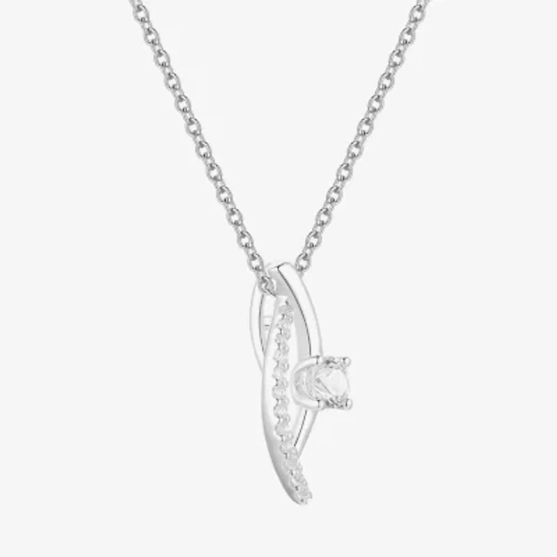 (G-H / Vs2-Si1) Womens 1/3 CT. T.W. Lab Grown White Diamond 10K White Gold 18 Inch Pendant Necklace