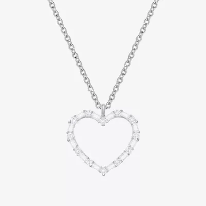 (G-H / Vs2-Si1) Womens 1/3 CT. T.W. Lab Grown White Diamond 10K White Gold Heart 18 Inch Pendant Necklace