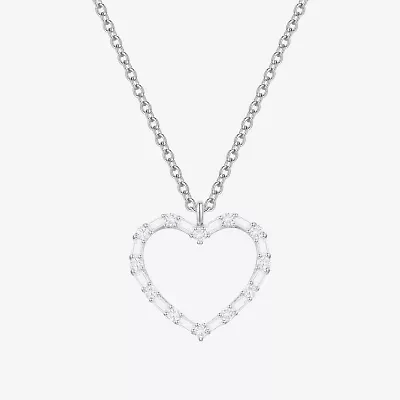 (G-H / Vs2-Si1) Womens 1/3 CT. T.W. Lab Grown White Diamond 10K White Gold Heart 18 Inch Pendant Necklace