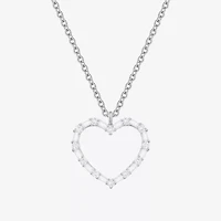 (G-H / Vs2-Si1) Womens 1/3 CT. T.W. Lab Grown White Diamond 10K White Gold Heart 18 Inch Pendant Necklace
