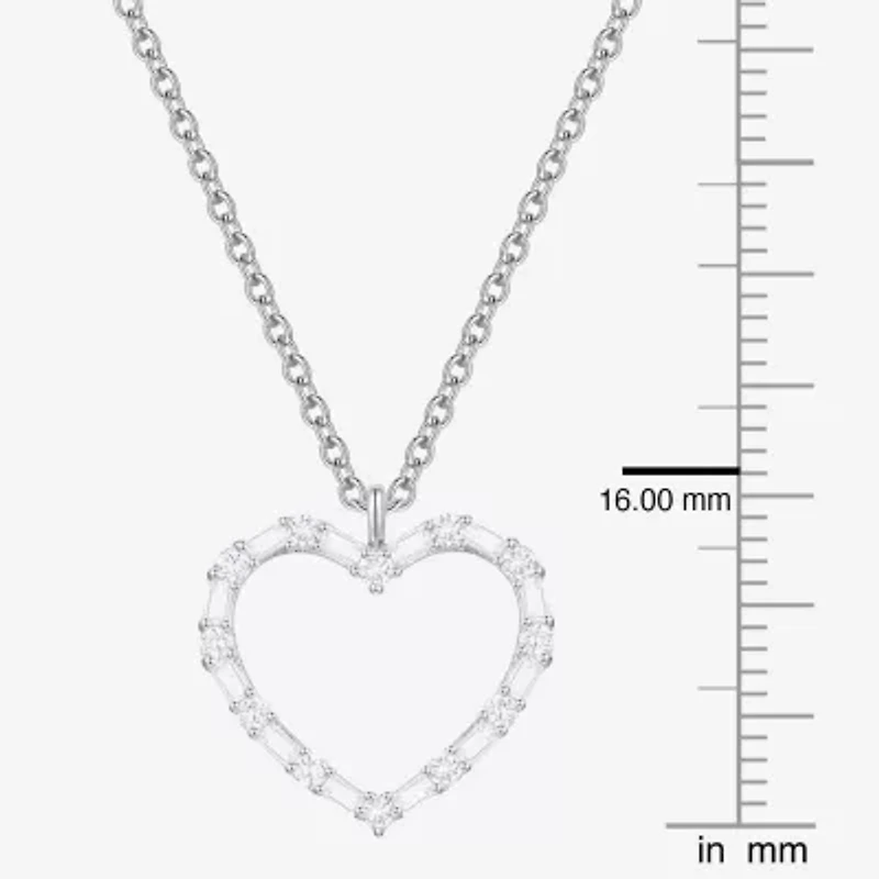 (G-H / Vs2-Si1) Womens 1/3 CT. T.W. Lab Grown White Diamond 10K White Gold Heart 18 Inch Pendant Necklace