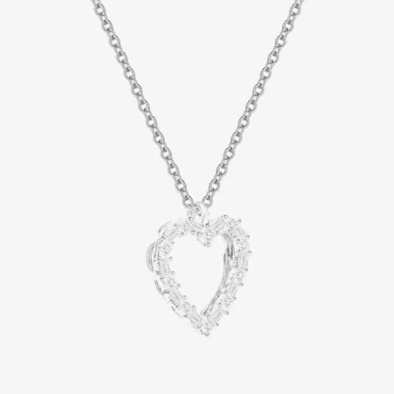 (G-H / Vs2-Si1) Womens 1/3 CT. T.W. Lab Grown White Diamond 10K White Gold Heart 18 Inch Pendant Necklace