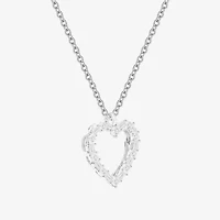 (G-H / Vs2-Si1) Womens 1/3 CT. T.W. Lab Grown White Diamond 10K White Gold Heart 18 Inch Pendant Necklace