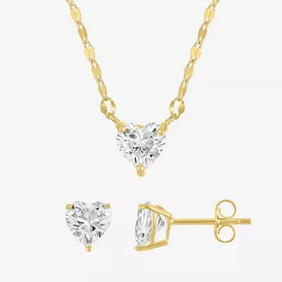 Yes, Please! Womens Lab Created White Sapphire Sterling Silver Heart 2-pc. Jewelry Set