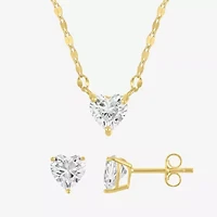 Yes, Please! Womens Lab Created White Sapphire Sterling Silver Heart 2-pc. Jewelry Set