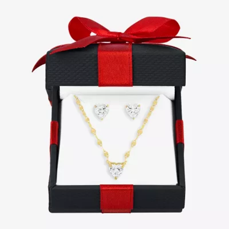 Yes, Please! Womens Lab Created White Sapphire Sterling Silver Heart 2-pc. Jewelry Set