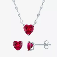 Yes, Please! Womens Lab Created Red Drusy Sterling Silver Heart 2-pc. Jewelry Set