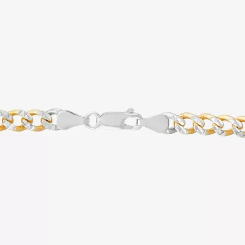 Made in Italy Mens 24K Gold Over Silver 7.5 Inch Solid Curb Chain Bracelet