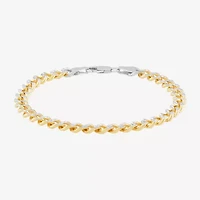 Made in Italy Mens 24K Gold Over Silver 7.5 Inch Solid Curb Chain Bracelet