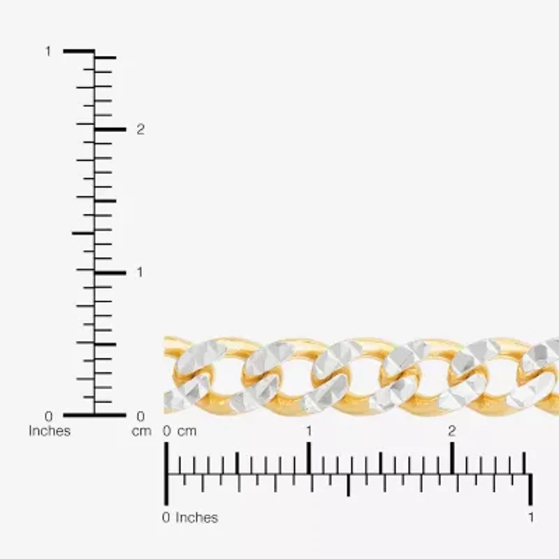 Made in Italy Mens 24K Gold Over Silver 7.5 Inch Solid Curb Chain Bracelet