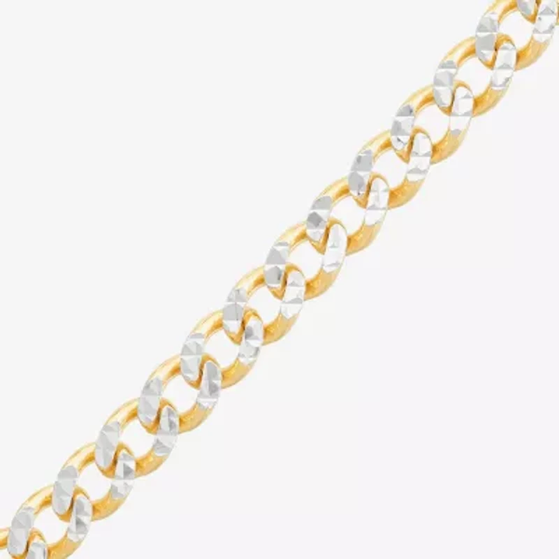 Made in Italy Mens 24K Gold Over Silver 7.5 Inch Solid Curb Chain Bracelet