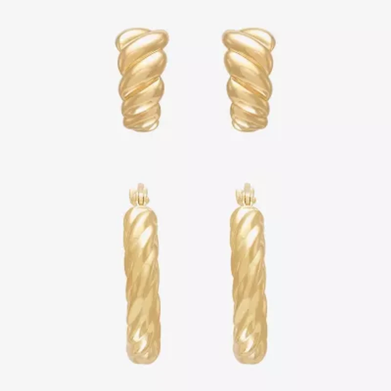 Silver Addiction Womens 14K Gold Over Silver 2 Pair Earring Set