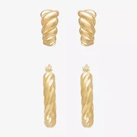 Silver Addiction Womens 14K Gold Over Silver 2 Pair Earring Set