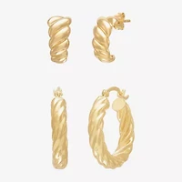 Silver Addiction Womens 14K Gold Over Silver 2 Pair Earring Set