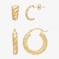 Silver Addiction Womens 14K Gold Over Silver 2 Pair Earring Set