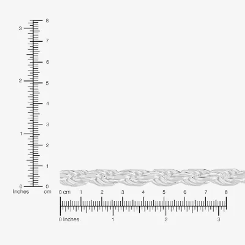 Made in Italy Womens Sterling Silver Inch Rope Chain Necklace