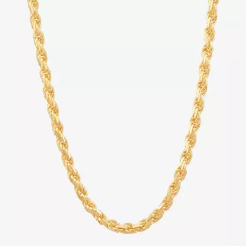 Made in Italy Womens 24K Gold Over Silver 18 Inch Rope Chain Necklace