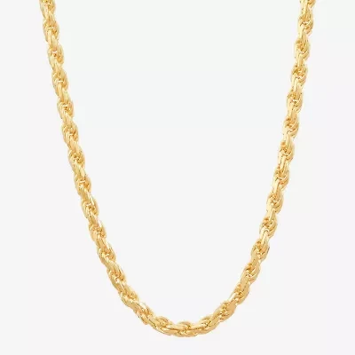 Made in Italy Womens 24K Gold Over Silver 18 Inch Rope Chain Necklace