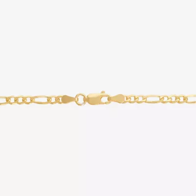 Made in Italy Womens 24K Gold Over Silver 18 Inch Figaro Chain Necklace