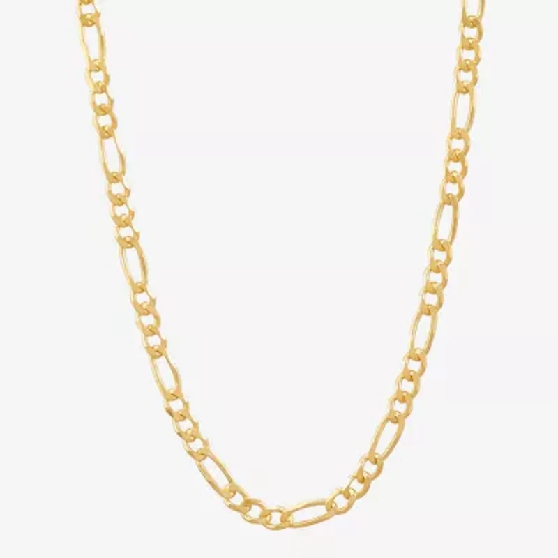 Made in Italy Womens 24K Gold Over Silver Inch Figaro Chain Necklace