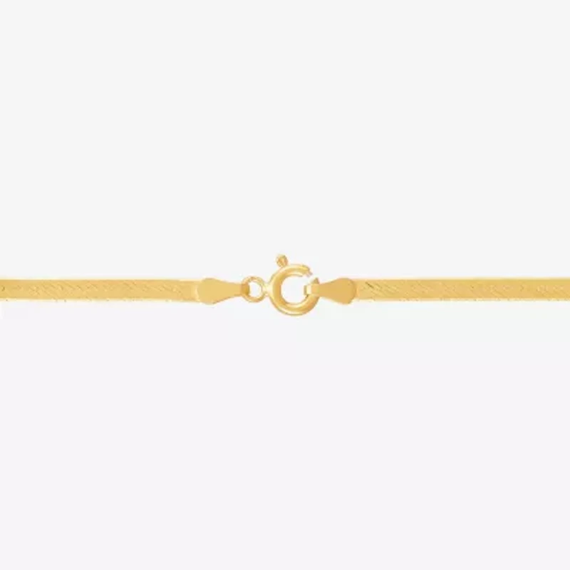 Made in Italy Womens 24K Gold Over Silver 20 Inch Herringbone Chain Necklace