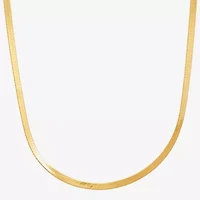 Made in Italy Womens 24K Gold Over Silver 20 Inch Herringbone Chain Necklace