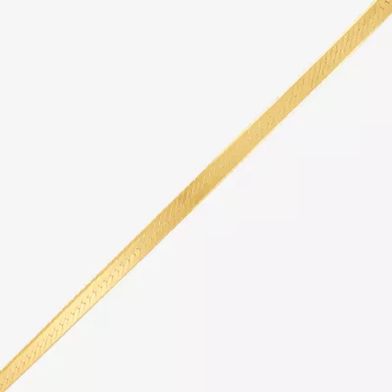 Made in Italy Womens 24K Gold Over Silver 20 Inch Herringbone Chain Necklace