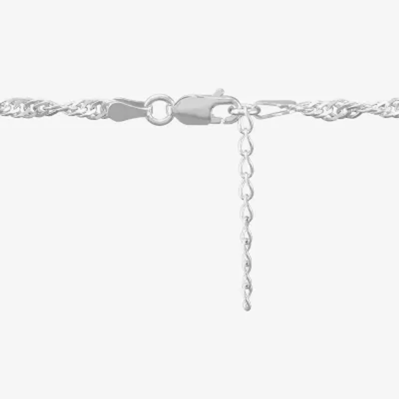 Made in Italy Womens Sterling Silver 10 Inch Solid Singapore Ankle Bracelet