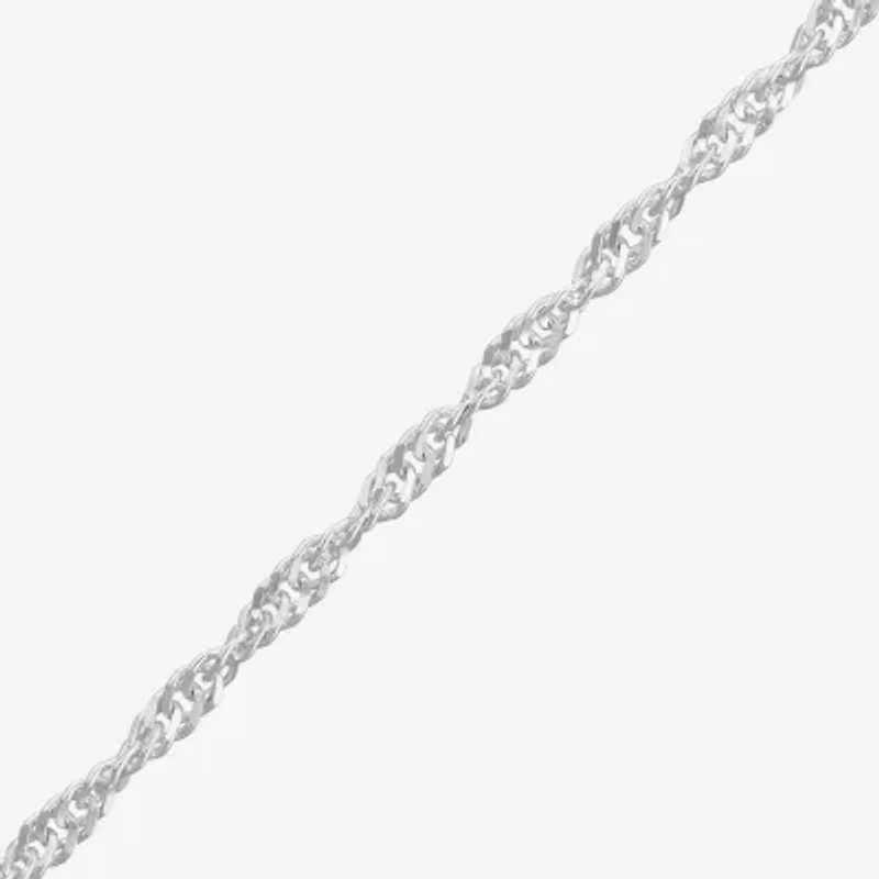 Made in Italy Womens Sterling Silver 10 Inch Solid Singapore Ankle Bracelet