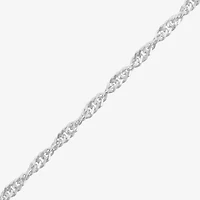 Made in Italy Womens Sterling Silver 10 Inch Solid Singapore Ankle Bracelet