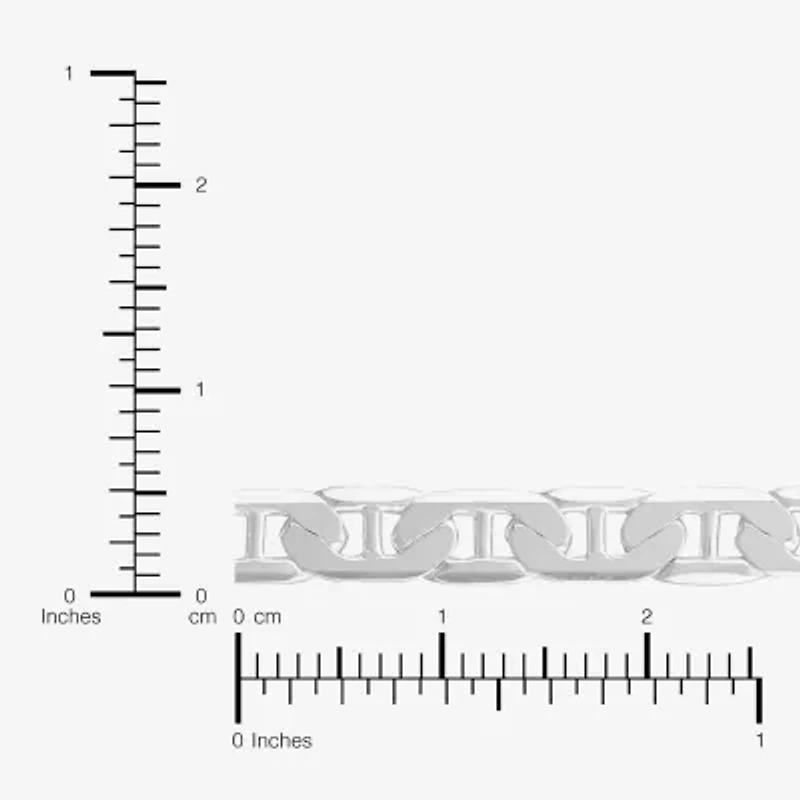 Made in Italy Womens Sterling Silver Inch Solid Chain Bracelet