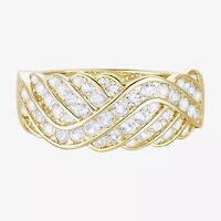 G-H / Vs2-Si1) Womens 2MM 1/ CT. T.W. Lab Grown White Diamond 14K Gold Over Silver Crossover Band