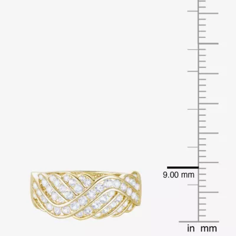 G-H / Vs2-Si1) Womens 2MM 1/ CT. T.W. Lab Grown White Diamond 14K Gold Over Silver Crossover Band