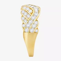 G-H / Vs2-Si1) Womens 2MM 1/ CT. T.W. Lab Grown White Diamond 14K Gold Over Silver Crossover Band