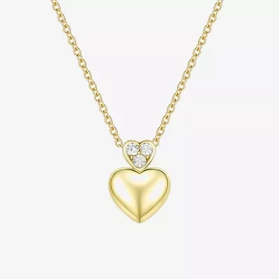 (G-H / Vs2-Si1) Womens 1/10 CT. T.W. Lab Grown White Diamond 14K Gold Over Silver Heart 18 Inch Pendant Necklace