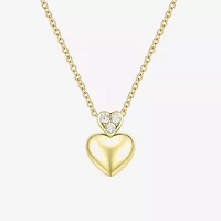 (G-H / Vs2-Si1) Womens 1/10 CT. T.W. Lab Grown White Diamond 14K Gold Over Silver Heart 18 Inch Pendant Necklace